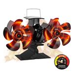 Dual Log Burner Fan, 10 Blades Stove Fan, Silent Operation Fan for Wood Burning Stove, Woodburner Fan for Wood/Log Burners/Fireplace Fan/Increased Efficient for Large Room Heat Distribution