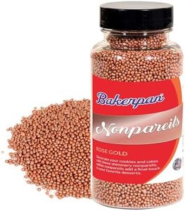 Bakerpan Edible Rose Gold Nonpareils Sprinkles for Cupcakes, Rose Gold Sprinkles Edible for Cake Decorating - 5.1 Ounces (Made in USA)