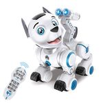 fisca Remote Control Robotic Dog RC Interactive Intelligent Smart Walking Dancing Programmable Robot Toys with Light and Sound for Kids Boys Girls