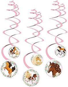 amscan 9909884 - Spirali Decorative a Forma di Cavallo, 6 Pezzi, in Carta, Decorazione da Appendere per Bambini, Feste a Tema