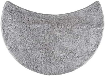 fluffy® Bath Mat for round Showers, made of Microfibre, with Non-Slip Bottom (Crescent | Shower Radius 55 cm, Grey)