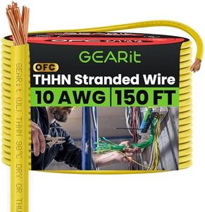GEARit 10 Gauge THHN Copper Building Wire 150 Ft, 10 AWG Stranded Single Conductor Electrical Wire, 600V 90°C PVC/Nylon Jacket for Conduit, Raceway, Branch Circuit Wiring, Yellow
