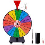 Hooomyai 12" Tabletop Spinning Prize Wheel 12 Slots with Durable Metal Base, Dry Erase Markers and Eraser with 2 Pointers for Fortune Spin Game in Party Pub Trade Show Carnival