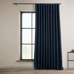 HPD Half Price Drapes Faux Linen Textured Room Darkening Curtains for Bedroom 96 Inches Long (1 Panel), 100W X 96L Extra Wide Curtains for Living Room Home Decor, Nightfall Navy