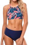 CharmLeaks Tropical Bikini Set for Women Padded Swimwear Cross Back Two Pieces Swimsuit