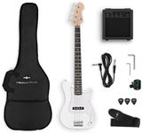 VISIONSTRING 3/4 Size Electric Bass Guitar for Beginners Kids Bass Guitars Kit with Amp White