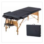 ACi Massage Table Massage Tables Portable Lash Bed 84" Facial Bed Height,Adjustable with Removable Armrest, W/Carrying Bag(2 Folding,Black)