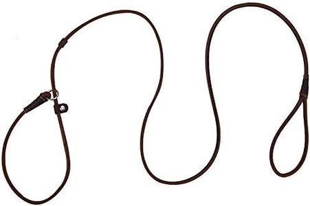 Real Leather Slip Dog Leash for Small Medium Dogs Lightweight Thin but Sturdy Adjustable Slip Lead Dog Leash Soft and Slim 5 ft x 1/5 inch