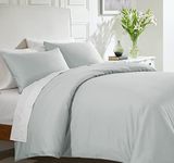 California Design Den Queen Cotton Duvet Cover - 400 Thread Count Sateen Weave 3 Pc Bedding Set, Light Grey 100% Cotton Quilt Cover and Two Pillow Shams with Button Closure and Corner Ties