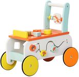 labebe Push Walker Stroller Baby Walker, Push Toy for Toddler, Pull Wagon for Kid, 2-in-1 Activity Push Walker for Infant/Child, sit to Stand Learning Walker, Wooden Play Wagon 4 Wheel (Fox)