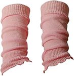 adam & eesa Girls Fancy Glittery Stripe Acrylic Leg Warmers Plain Fluorescent 80s Party Neon Ballet Dance Accessories (Plain Baby Pink)