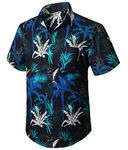 Enlision Hawaiian Shirts for Men Short Sleeve Mens Hawaiian Shirts Summer with Floral Pattern Funky Aloha Hawaii Shirts Blue for Beach Holiday Festival L