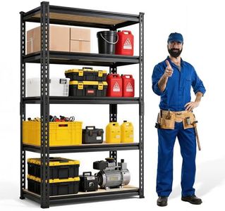 Yazoni 5 Tier Garage Shelves Metal Storage Shelving Units, Heavy Duty Metal Garage Shelf Rack, Adjustable Basement Shed Shelf Warehouse Steel Organizer Wire Rack H182cm*W90cm*D40cm
