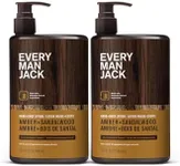 Every Man Jack Mens Amber + Sandalwood Hand & Body Lotion for All Skin Types - Dermatologist Tested & Hypoallergenic - Nourish Skin with Lightweight Fast Absorbing Lotion - 13.5oz 2 Bottles