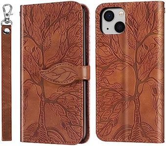 CXTCASE iPhone 13 / iPhone 14 Case PU Leather Folio Flip Cover with Card Slots, Magnetic Wallet Phone Case for iPhone 13 / iPhone 14 - Brown