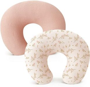 Konssy 2 Pack Muslin Nursing Pillow Covers, Soft and Adorable Nursing Cover for Breastfeeding Pillows, Pillow Slipcover for Baby Girls Boys Newborn(Pink, Floral)