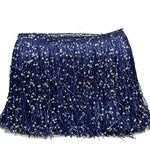 Yalulu 2 Meters Sequins Tassels Fringe Trim, Polyester Paillettes Bling Sewing Fringe Trim Metallic Sequin Trim for Latin Dance Dress DIY Clothing Embellishment (Navy Blue)