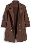 Ainangua Tipperary Trench Coat Women Double Breasted Lapel Long Coat Winter Fall Fashion Fleece Jackets(Brown,S)