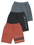 HELLCAT Pack of 3 Trendy Typographic Printed Mid Rise Shorts for Boys - Orange/Grey/Dark Grey / 11-12 Years