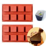 Large Square Silicone Molds, 2 Pack Candy Cake Mould, 8-Cavity Oreo Chocolate Molds for Baking Mousse Cake Dessert Cheesecake Pop Truffle Caramels Jelly Brownie for Party