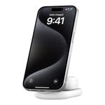 Belkin MagSafe Qi2 Wireless Charger | 2-in-1 Magnetic Foldable 15W | Fast Charger for iPhone 16, 15, 14, 13, 12 | Charging Station with Non-Slip Base | PSU Included | White