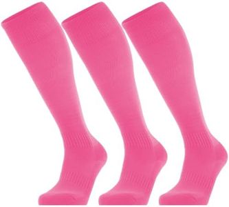 GRAPMKTG 3 Pack Soccer Softball Baseball Socks for Youth Football Knee High Socks for Tube Socks for Pink X-Small