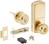 MiLocks WKK-02P Digital Door Knob Lock with Keyless Entry via Remote Control for Interior Doors, Polished Brass