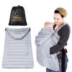 Orzbow Winter Baby Carrier Cover with Detachable Hood, Waterproof & Windproof, Universal for Baby Carriers and Baby Waist Stool, Baby Bunting Bag for Car Seats and Strollers with Storage Bag, Gray