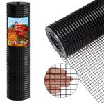 Thinkahead Black Hardware Cloth 1/2 inch 24 X 100 ft 19 Gauge Vinyl PVC Coated Wire Mesh Roll Galvanized Welding Chicken Wire Fencing, Garden Fence, Rabbit Wire, Home Improvement Project.