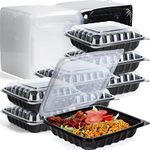 YANGRUI Take Out Containers, Reusable Large Capacity 45 Pack 9.5 Inch 38 oz BPA Free Anti-Fog Shrink Wrap Meal Prep Container Microwave Freezer Safe Plastic Hinged To Go Containers