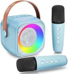 Karaoke Machine 2 Microphones Kids Karaoke Microphone Speaker Portable Wireless Karaoke Machine for Kids Boys Girls Toys Gifts for 5 6 7 8 9 10 Years (Blue)