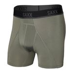 SAXX Men's Underwear - KINETIC Light-Compression Mesh Boxer Briefs with Built-in Pouch Support - Underwear for Men, Cargo Grey, Small