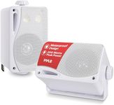 Pyle 3-Way Weatherproof Outdoor Speaker Set - 3.5 Inch 200W Pair of Marine Grade Mount Speakers - in a Heavy Duty ABS Enclosure Grill - Home, Boat, Poolside, Patio, Indoor Outdoor Use -PLMR24 (White)