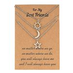 Sun Moon Star Friendship Necklace for Best Friends Christmas Birthday Gifts for Bff Bestie Best Friend Necklaces for 3 Girls Friendship Bff Gifts for Women Teen Girls