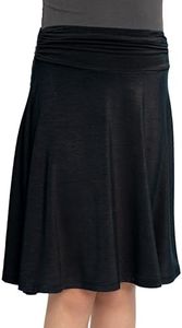 STRETCH IS COMFORT Girl's Knee Length Flowy Skirt Black Large