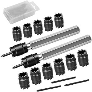 Reppkyh 15-Pack Spot Weld Cutter Sets - Double Sided 3/8" HSS Spot Weld Cutter Remover Drill Bits Hex Sheet Metal Hole Cutter Remover for Power Drill Spot Welding