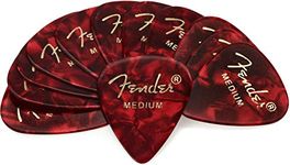 Fender 351 Shape Medium Classic Celluloid Picks, 12-Pack, Red Moto