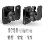 HomeMount Speaker Wall Mount Brackets with Screws - Universal Surround Sound Speaker Mounts, Bookshelf Speaker Wall Mount Kit, Supports Up to 8 lbs, 2 Pack, Black