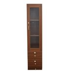 DDPL Duston Bookshelf for Multipurpose Bookcase,Wooden Modern Display Rack,Glass Shutter File Storage Rack Shelf-Home, Study Room & Office(Color-Wenge,Condition- Knock Down)(Classic) (Walnut)