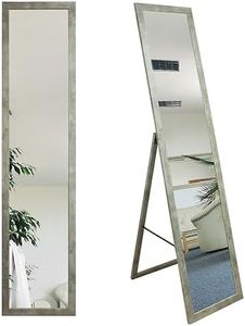 Standing mirror per toeletta, specchio da pavimento, 155,8 x 35,8 cm, per guardaroba, cornice in MDF elegante e intramontabile, colore cemento