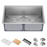 KRAUS Kore 30 Inch Undermount Workstation 16 Gauge Stainless Steel Double Bowl Stainless Steel Kitchen Sink with Accessories, KWU112-30