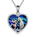 YFN Horse with Girls Pendant Necklace 925 Sterling Silver Abalone/Crystal Horse Jewelry Gift for Women Girlfriend Daughter 18", Crystal, Cubic Zirconia