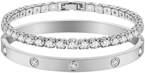 Jade cabbage Gold Bracelets for Women 18K Gold Plated Love Friendship Bracelet With Cubic Zirconia Cuff Bangle Jewelry Set Witness the Gift of Love (6mm silver Medium 6.5")