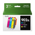 ejet 902XL Compatible Ink Cartridge Replacement for HP 902 902XL (Newest Chip) Ink Cartridge (3 Pack), Work with Officejet Pro 6968 6978 6962 6958 6954 6960 Printers(1 Yellow 1 Magenta 1 Cyan)