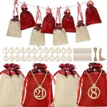 LinHiver Advent Calendar 2023, 24 Days Christmas Hanging Advent Calendar Gift Bags Favors for Adult and Kids - Wood Sign