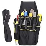 Tool Pocket Pouch Belt Tool Bag Multi-Pockets Storage Organiser, Adjustable Waist Tool Belt Pouch Electrician Tool Bag for Electricians Technician Carpenters Builders - Black