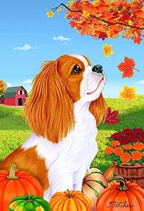 Cavalier King Charles - Best of Breed Autumn Leaves Garden Flag