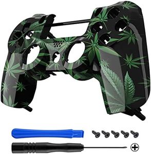 eXtremeRate Green Weeds Hydro Dipped Front Housing Shell Case, Faceplate Cover Replacement Kit for Playstation 4 PS4 Slim PS4 Pro Controller (CUH-ZCT2 JDM-040 JDM-050 JDM-055)