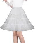 SHIMALY Women's 50s Vintage Rockabilly Petticoat 26" Length Net Underskirt (S-M,Ivory)