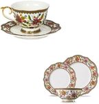 ACMLIFE Tea Cup and Saucer Set for 1, Bone China Dinnerware Set for 4, Beautiful Vintage Floral